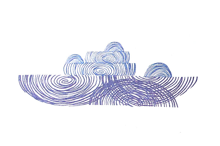 步骤3：印大人的半个指印作船头声纳部分，用两个被分别遮住两边的指印作舰桥，印自己的三个分别被遮住一半的指印作炮台。