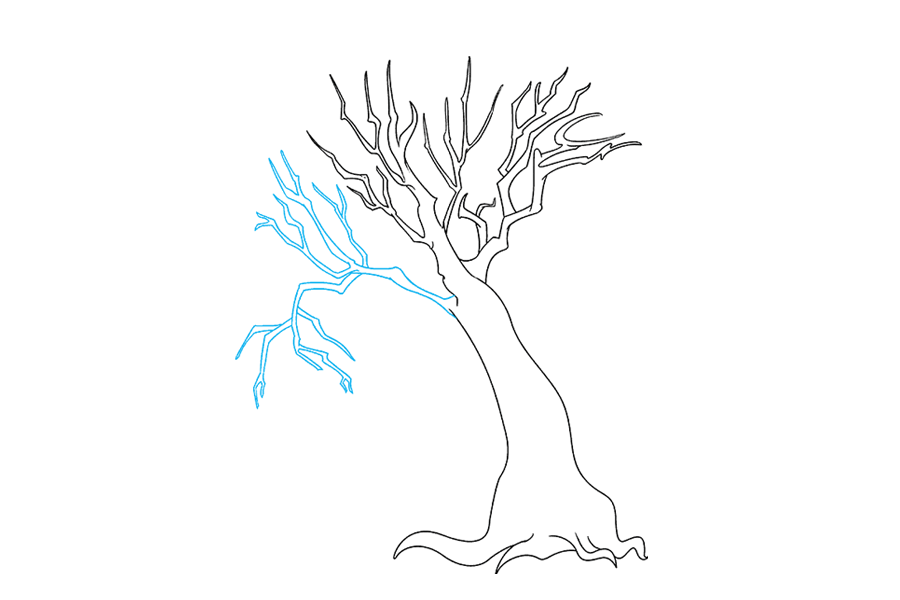 如何画一颗干枯了的大树-图7