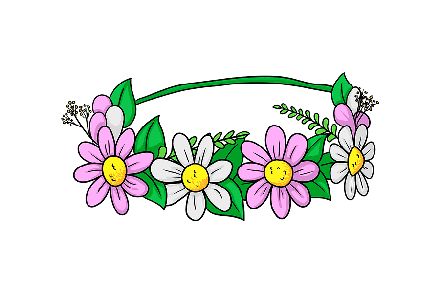 如何画花环