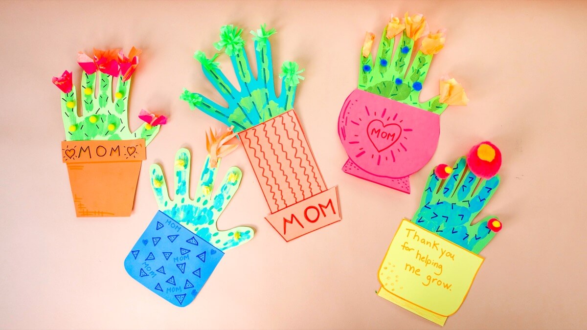 手掌印制作仙人掌手工