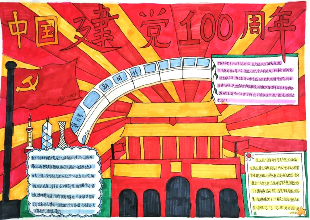 关于建党100周年的小学生手抄报-图10