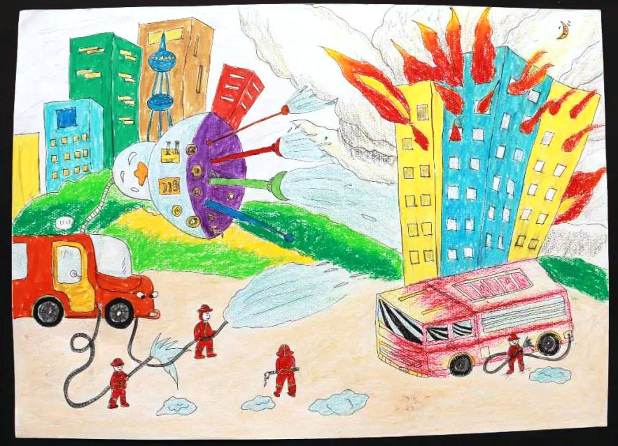 烈火英雄儿童画图片-图2