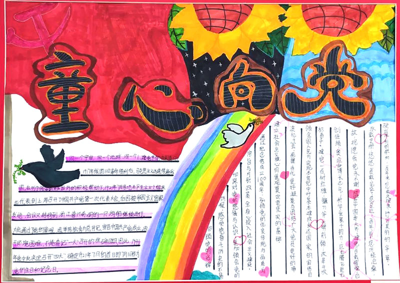 9张童心向党100周年儿童手抄报一等奖-图2