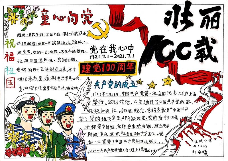 小学生生党的100岁生日手抄报-图8
