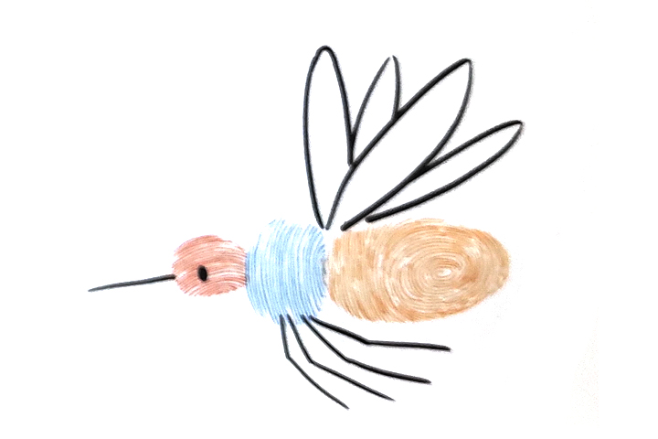 如何用手指印画蚊子