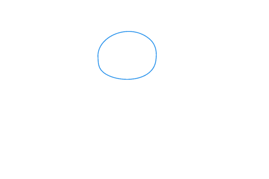 步骤1：先画一个圆圈。这将勾勒出加菲猫的头部。