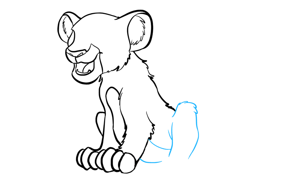 步骤5：使用一系列曲线勾勒出后腿并延伸腹部的颜色。