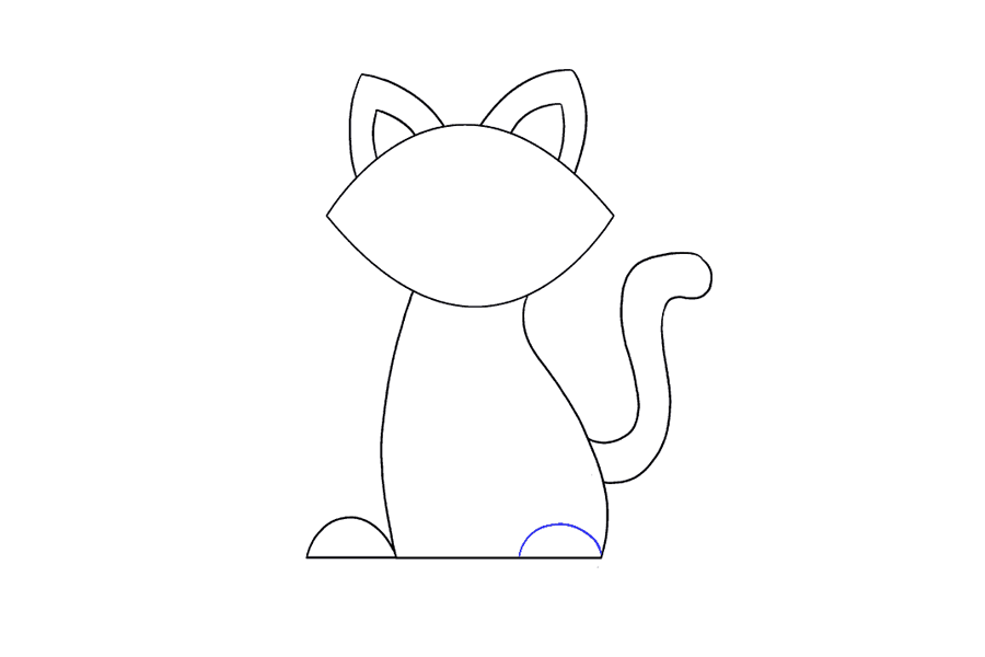 步骤11：用一条曲线在身体轮廓内围成一个半圆形，形成另一只脚。