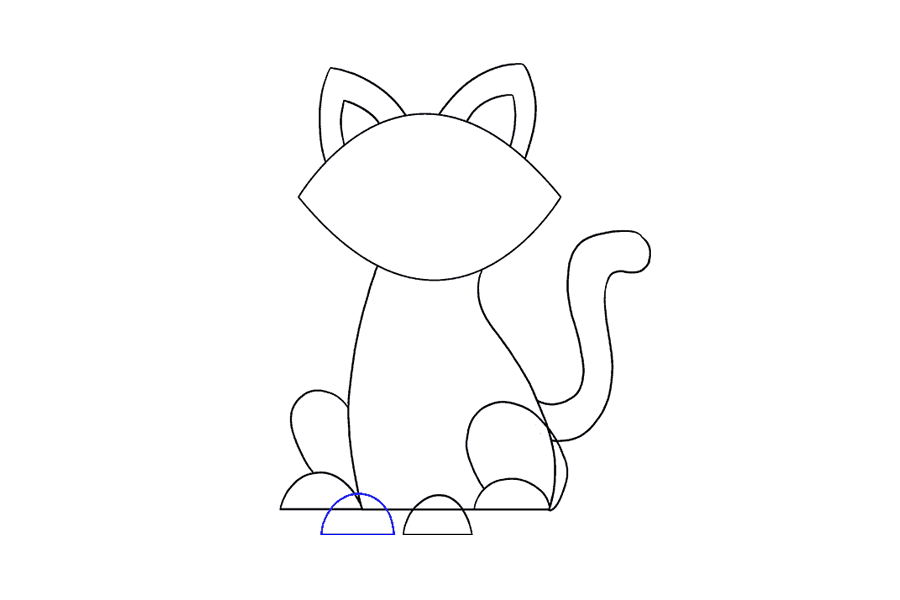 步骤14：再画一个半圆形的爪子，与身体的底部重叠。