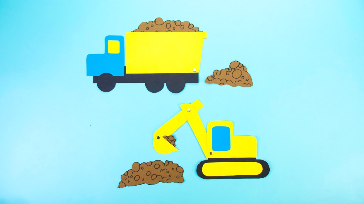 步骤12：挖掘机可以和我们的自卸卡车一起使用哦!