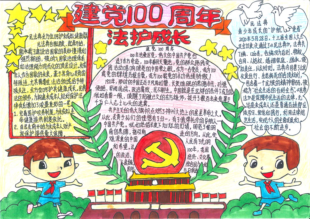 7张漂亮的童心向党法护百年手抄报-图6