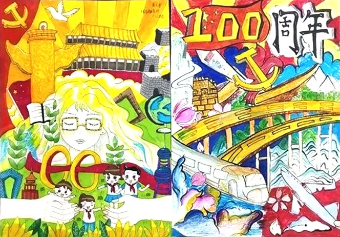 建党百年忆初心儿童绘画-图2