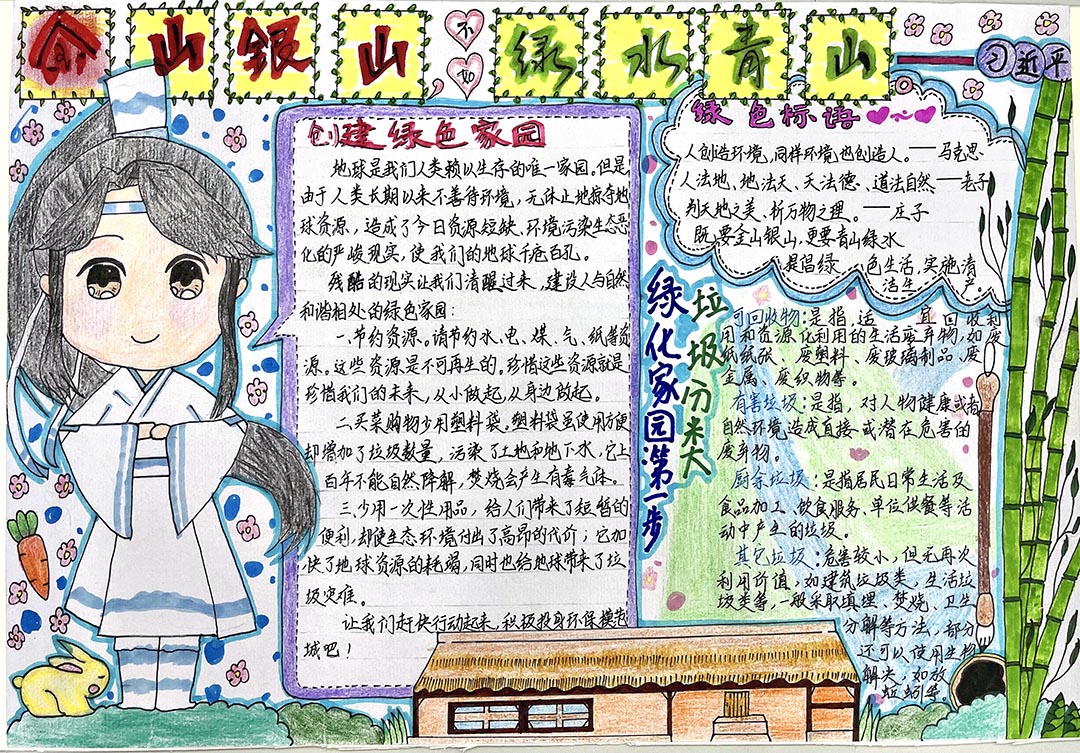 金沙银山绿水青山手抄报图片-图2