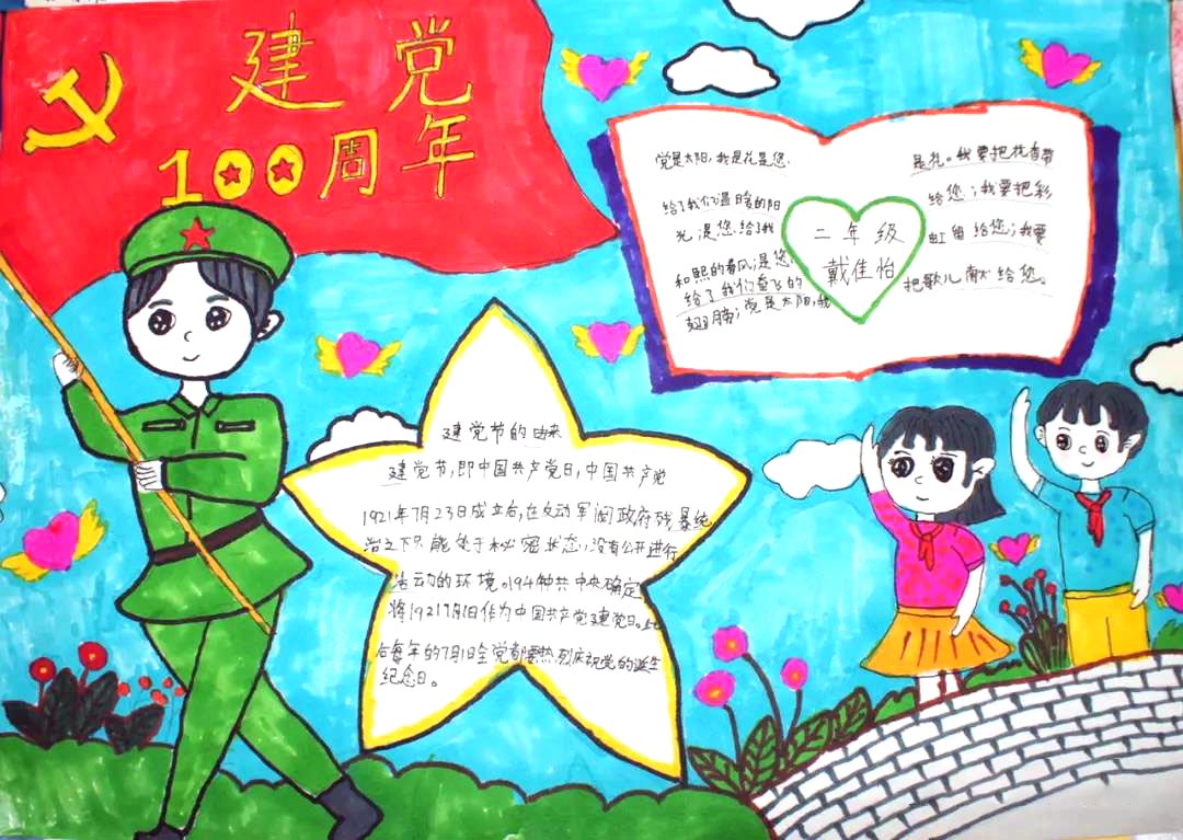 幼儿园建党100周年手抄报图片-图5