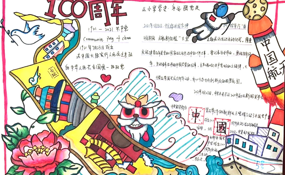 五年级建党100周年手抄报获奖-图5