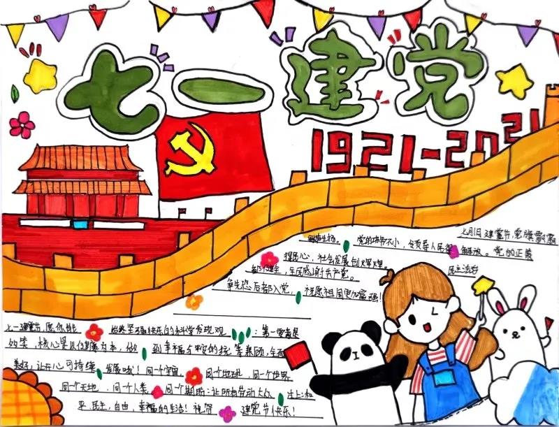 小学生庆祝七一建党节手抄报-图1