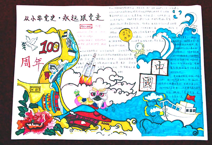16张漂亮的庆祝党成立100周年手抄报-图8
