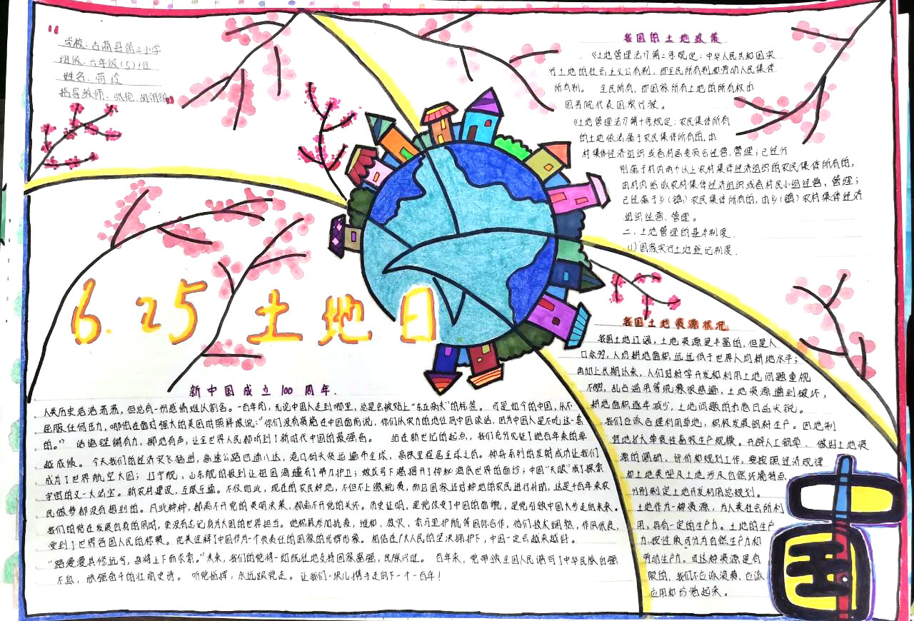 6.25全国土地日手抄报版面设计图-图8