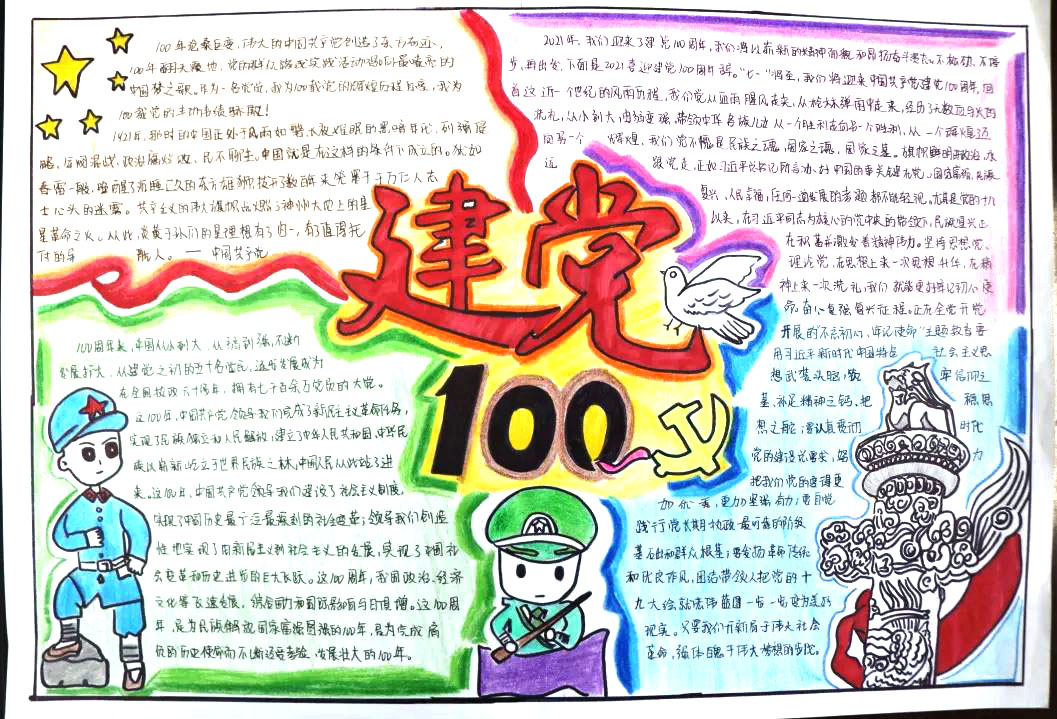 “庆祝建党100周年”德育手抄报一等奖-图3