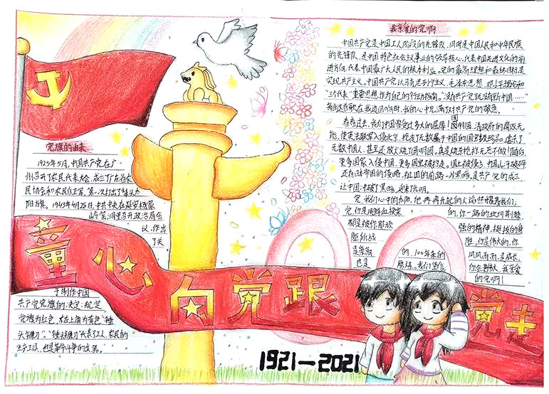 青春心向党爱国手抄报绘画-图1
