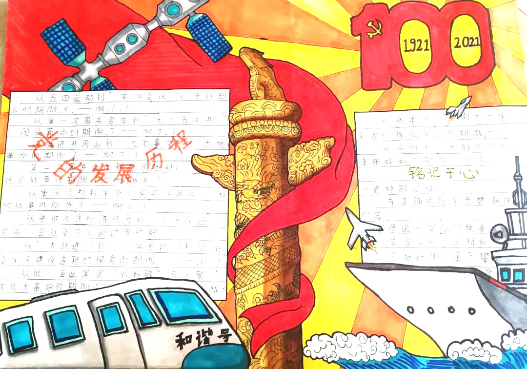 7张建党100周年手抄报获奖作品-图2