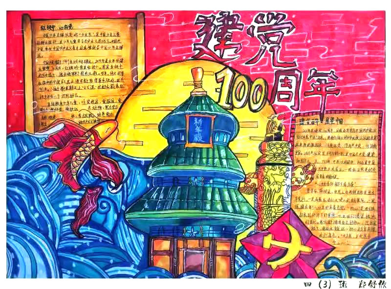 7张建党100周年手抄报获奖作品-图3