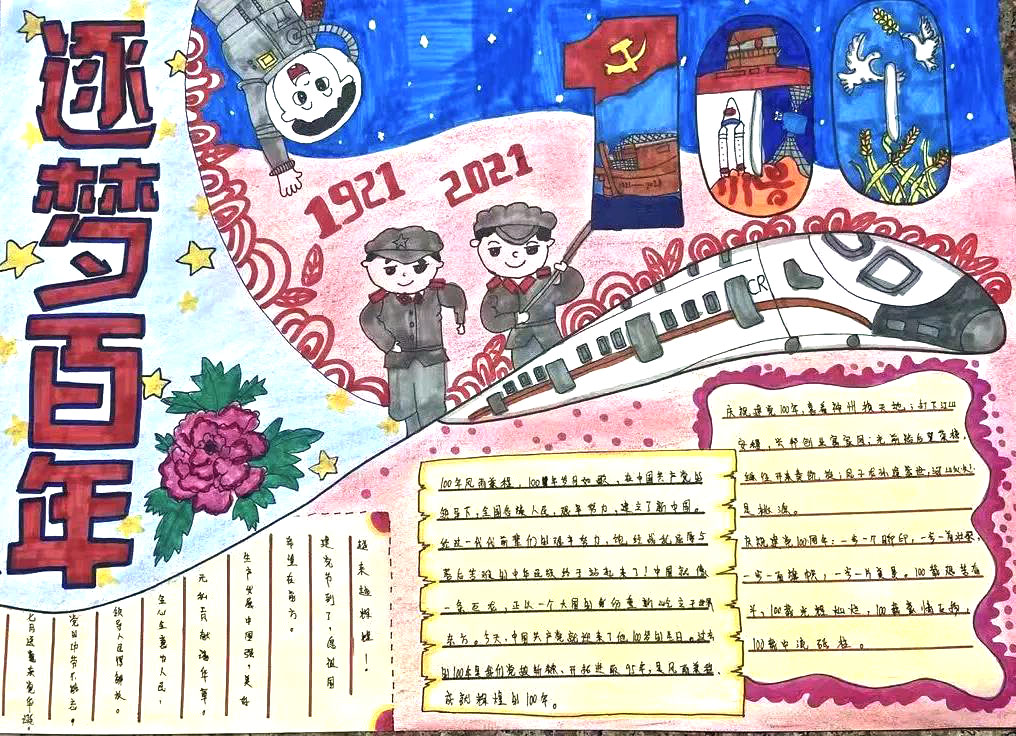 建党100周年-爱国敬党手抄报优秀作品-图3