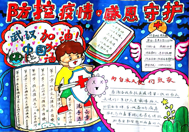复学防疫手抄报绘画简单漂亮-图2