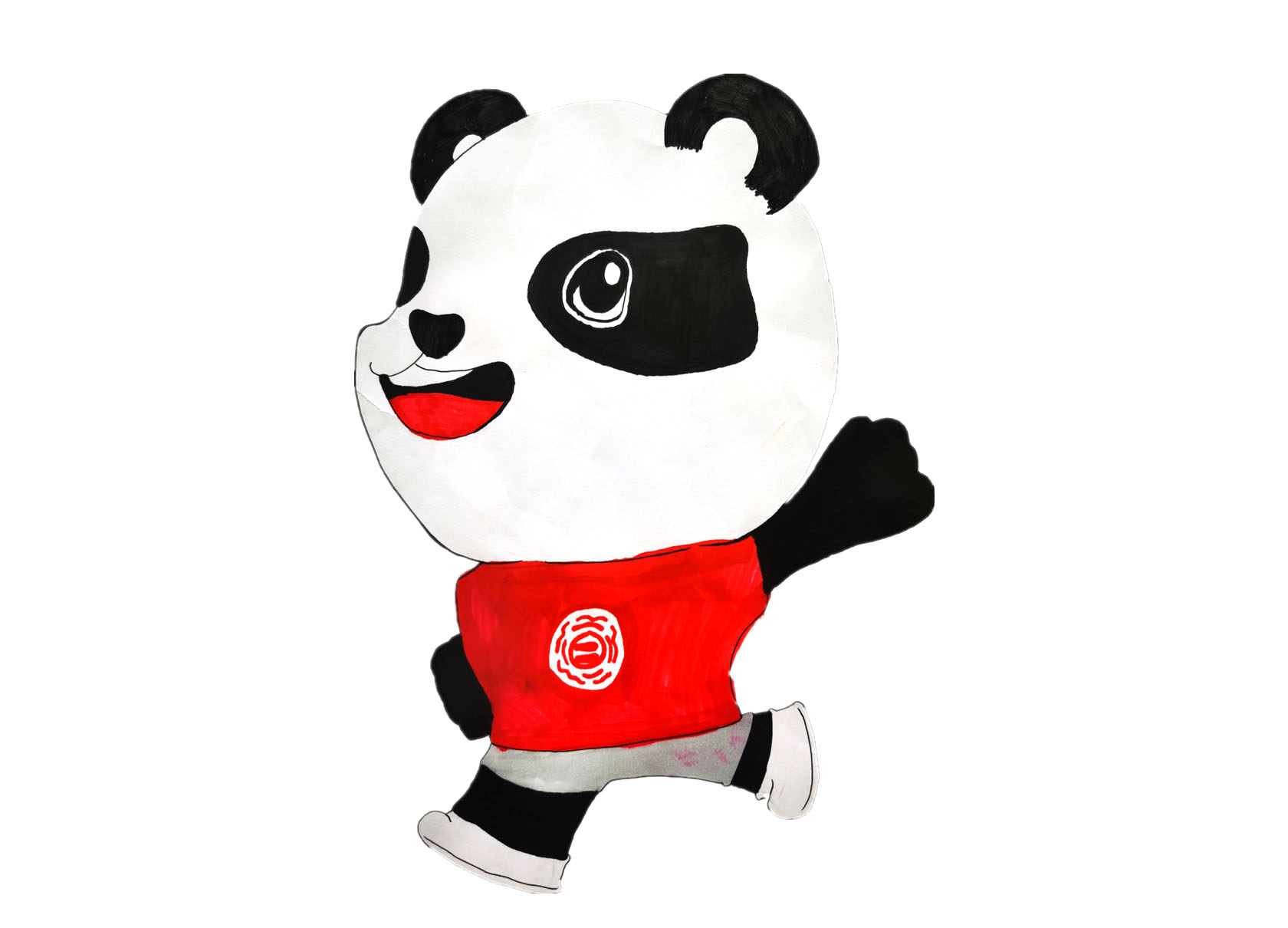 十四运吉祥物简笔画——大熊猫·熊熊-图1