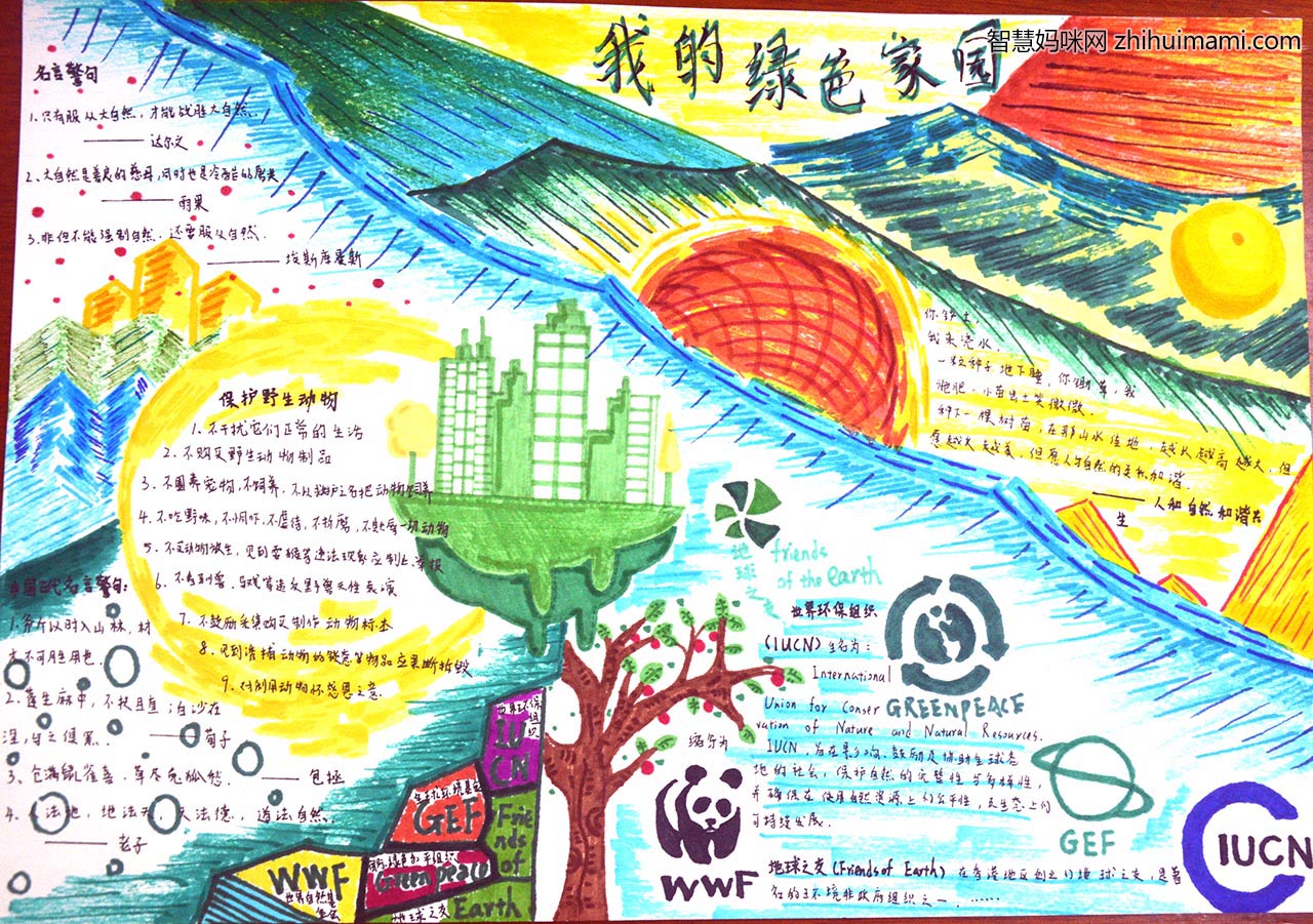 有关绿色生态文明的手抄报-图1