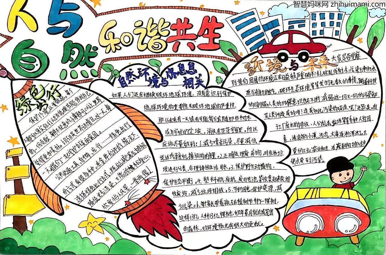 人与自然和谐共生手抄报一等奖-图4