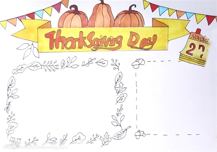 感恩节手抄报怎么画-图3