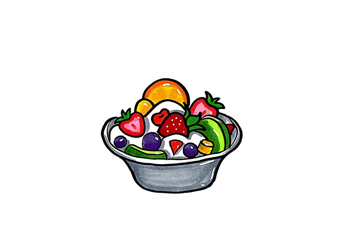 如何画水果沙拉