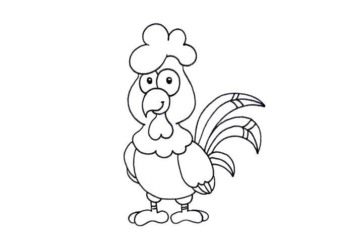 漂亮的大公鸡怎么画-图3