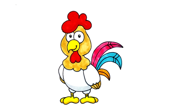 漂亮的大公鸡怎么画