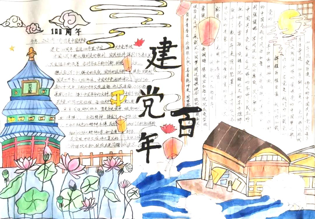 6张庆祝建党100周年的手抄报-图6