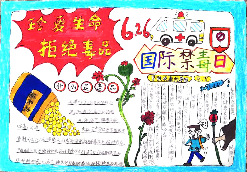 6张拒绝毒品珍爱生命手抄报-图2
