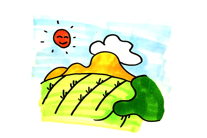 稻田风景怎么画