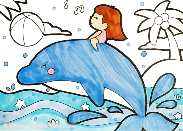 热闹的夏天儿童画-图3