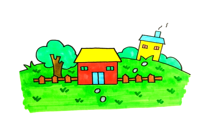 美丽的乡村怎么画