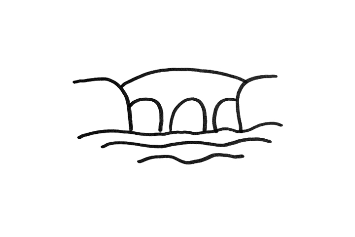 溪边拱桥风景怎么画-图2