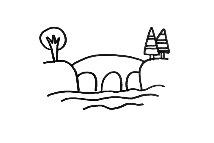 溪边拱桥风景怎么画-图3