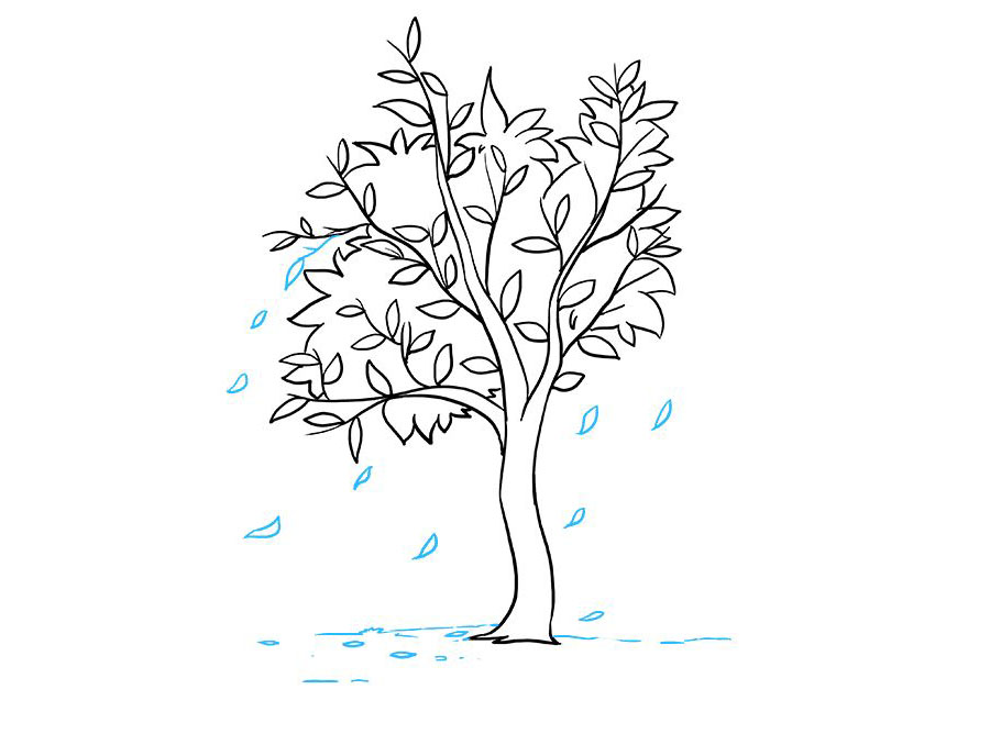 如何画秋天枫树落叶-图7