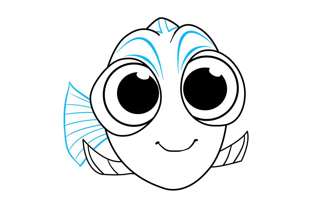 海底总动员中的蓝唐王鱼多莉怎么画-图9