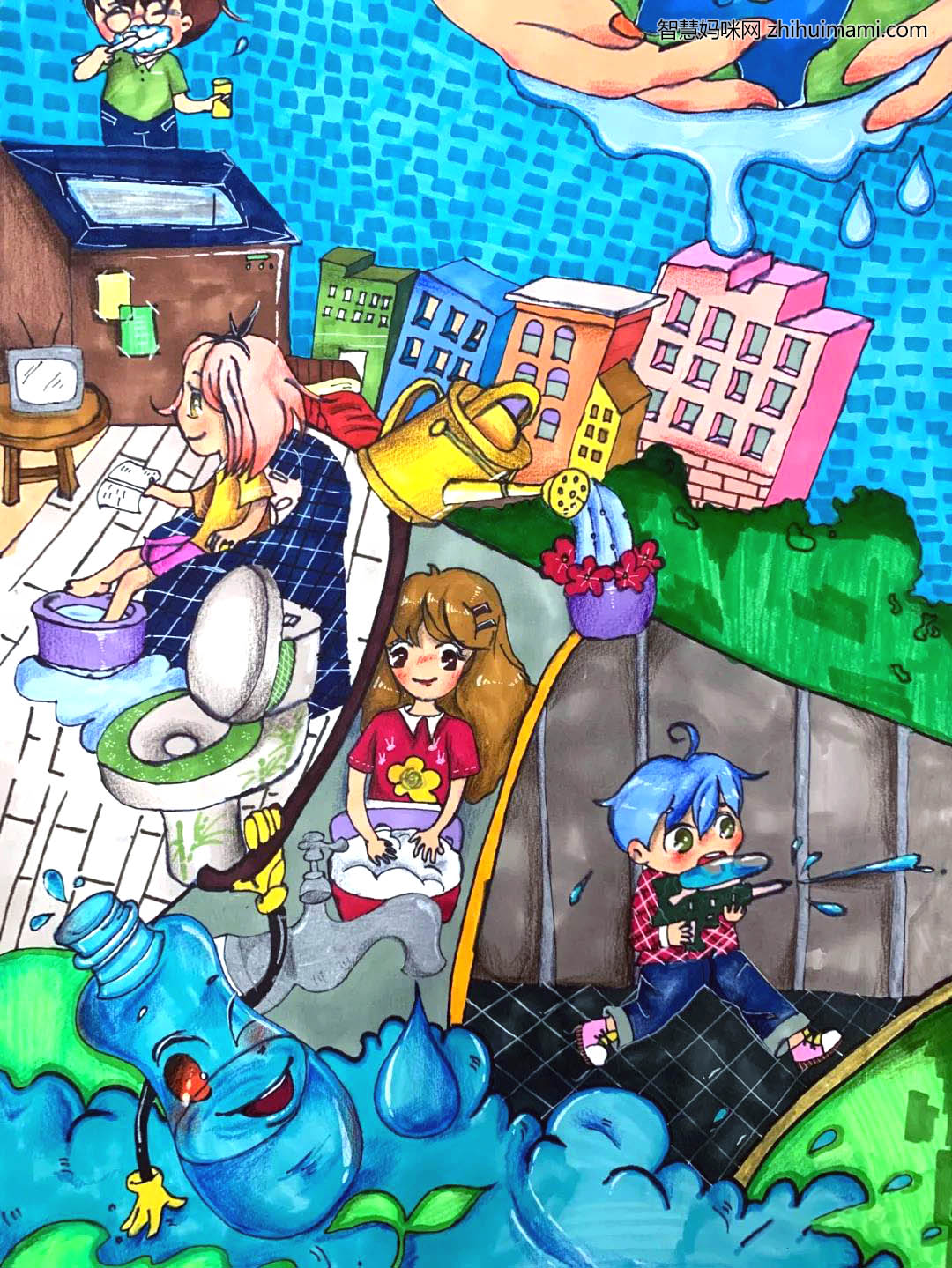 节约用水儿童绘画一等奖作品-图2