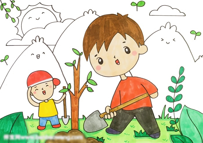 绿水青山就是金山银山儿童画-图3