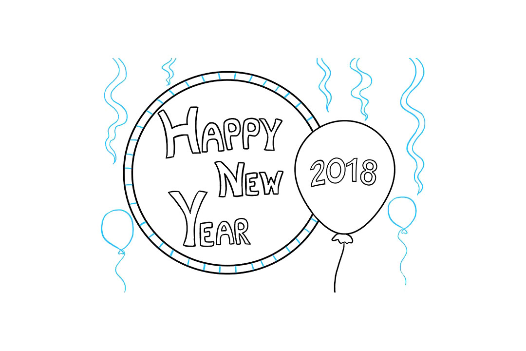 如何画新年快乐图片-图8