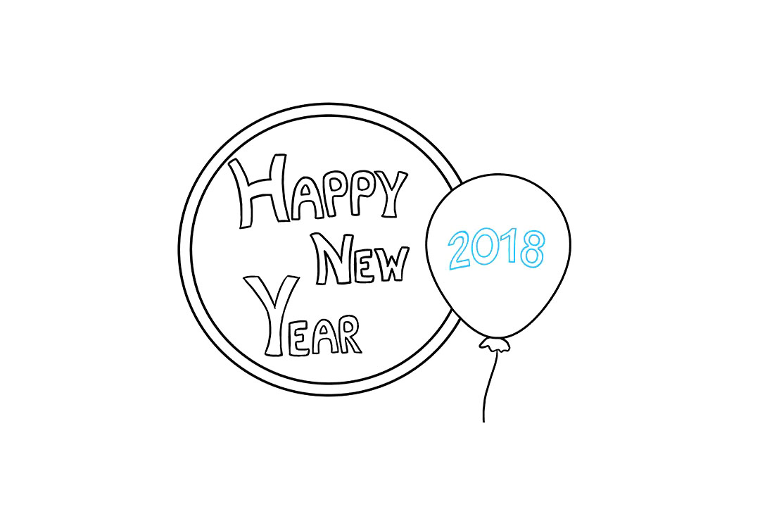 如何画新年快乐图片-图7