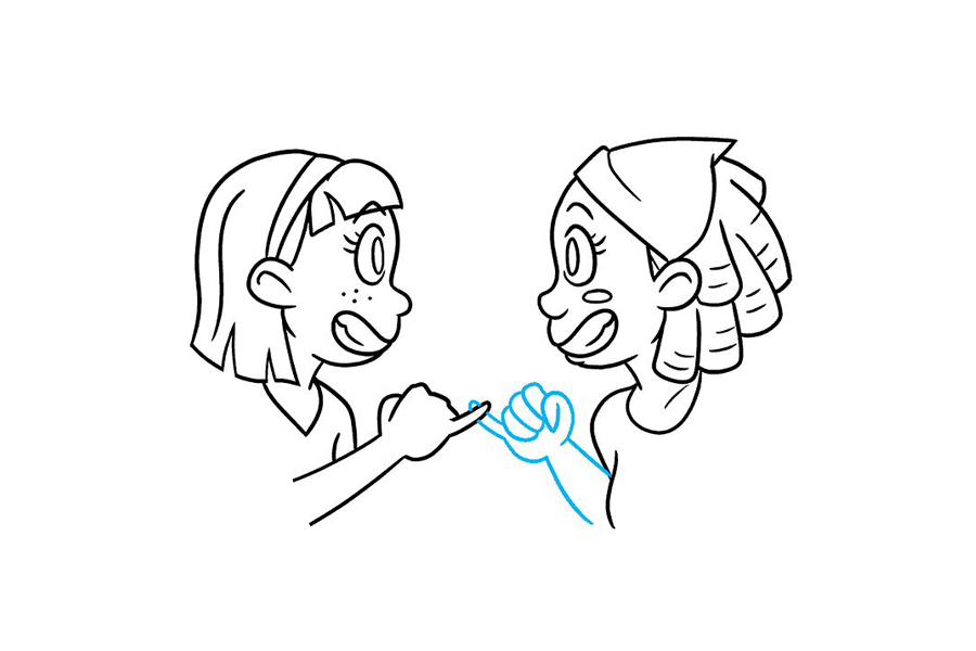 好朋友拉勾勾怎么画-图9