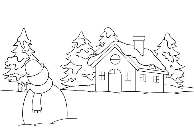 如何画冬季风景简笔画-图8